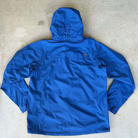 Marmot Mens PreCip Rain Jacket sz L  Blue Hooded Ripstop Nylon DWR Hiking 41200 - Picture 6 of 16